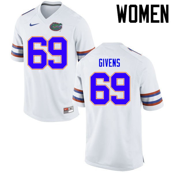 Florida Gators Women #69 Marcus Givens College Football Jerseys White